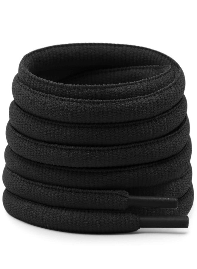 DELELE Oval Athletic Shoelaces Half Round Shoe Laces Black 2 Pair 51.18" - Image 1